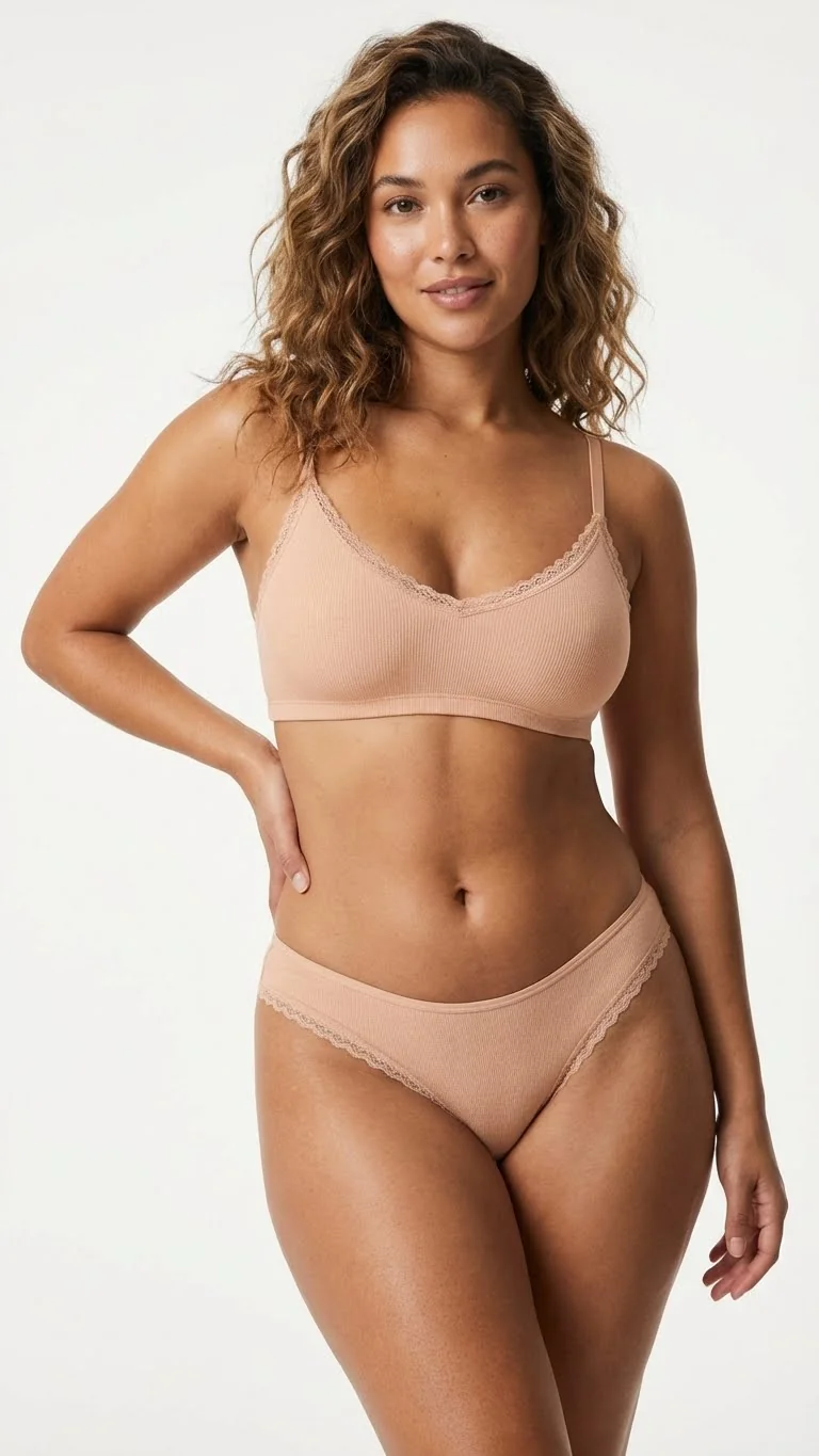 Nude Kenarı Dantelli Brazilian Külot - Arka Görünüm